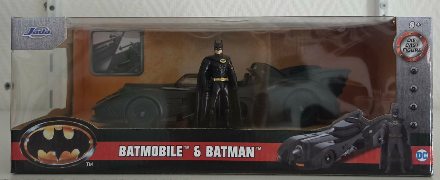 Batman & Batmobile – DC Jada Die Cast – Figurine et Véhicule Métallique Collector